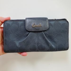 Coach Black Signature Long Wallet 8x4